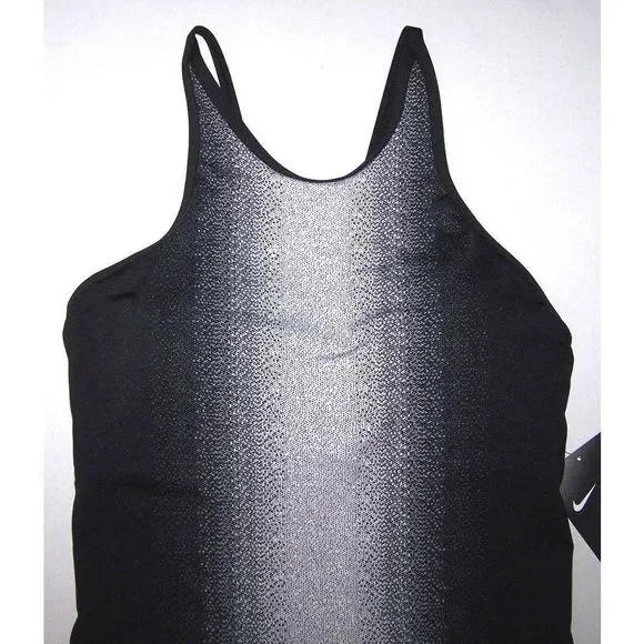 Nike Women Sz M Swimsuit Swimwear Fade Sting 1-Piece Black Wht NESS8300-001 $94 - Picture 5 of 7